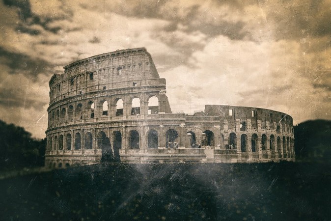 Picture of Vintage aged print effect of the Colosseum Rome