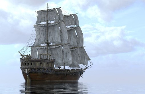 Afbeeldingen van 3D Illustration Sailboat On The Sea