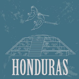 Bild på Honduras landmarks Copan Ruinas ara parrot Retro styled image