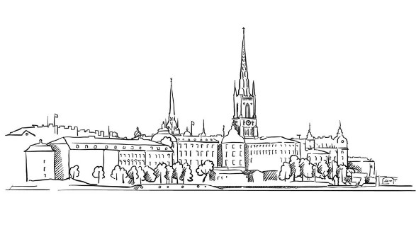 Picture of Stockholm Panorama Famous Outline Landmark Sketch