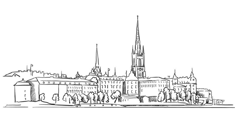 Image de Stockholm Panorama Famous Outline Landmark Sketch