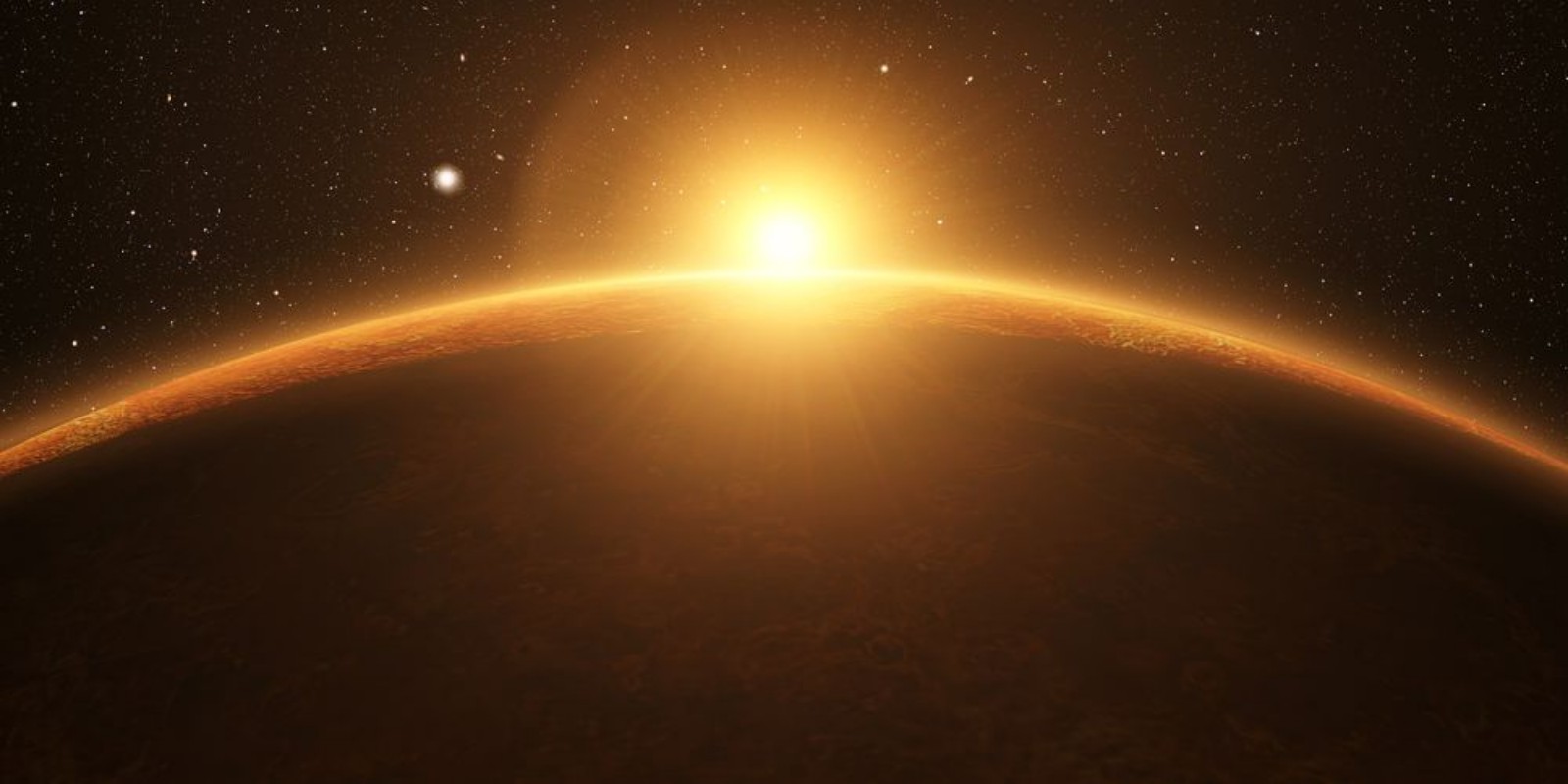 Bild på Venus Cinematic and very realistic sunrise seen from space on venus 3d rendering