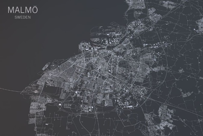 Afbeeldingen van Cartina di Malm vista satellitare citt Svezia