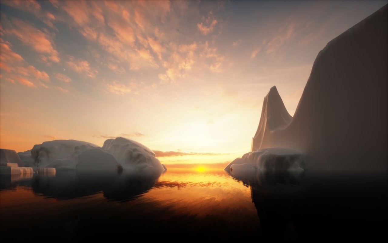 Bild på Icebergs in sunset