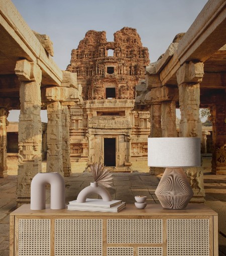 Afbeeldingen van Architecture of ancient ruins of temple in Hampi