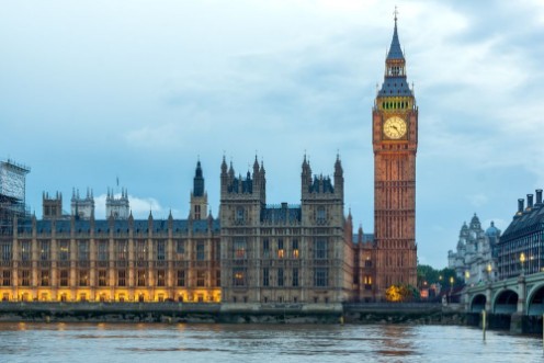 Night photo of Westminster Bridge and Big Ben London England United Kingdom photowallpaper Scandiwall
