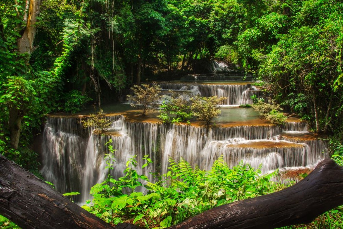Picture of Huay Mae Khamin Paradise Waterfall located in deep forest of Thailand