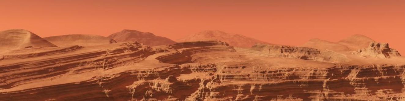 Afbeeldingen van Panorama of the Martian landscape mountains on Mars