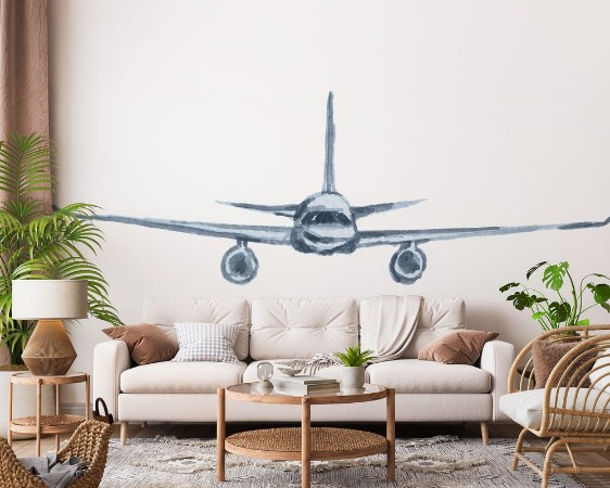 Picture of Isolated watercolor plane on white background Concept of vacation business trip and more