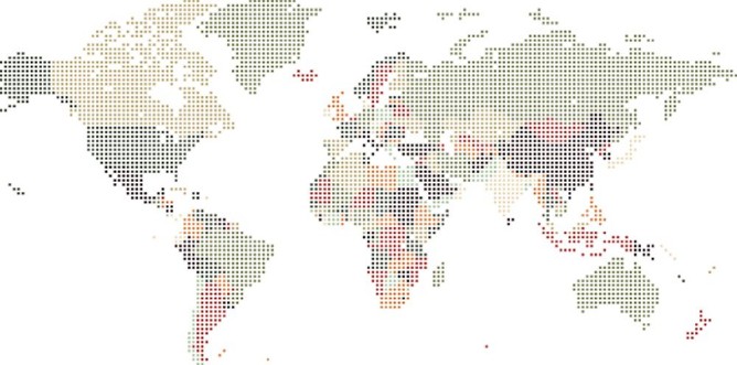 Bild på Dotted World map of square dots