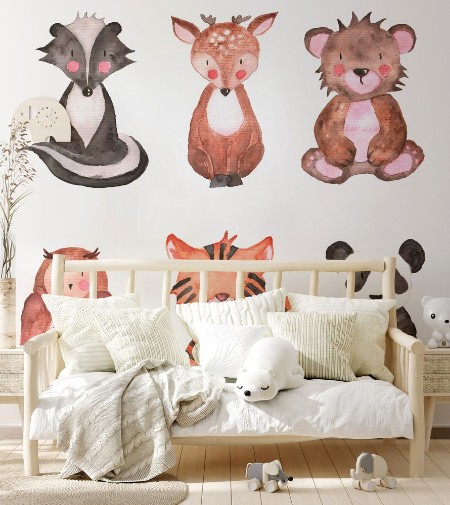 Image de Woodland Animals Set of Watercolor Illustrations Hand-painted forest Cute baby 