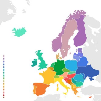 Afbeeldingen van Colorful empty map of Europe