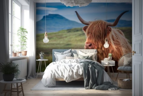Picture of Furry highland cow in Isle of Skye Scotland