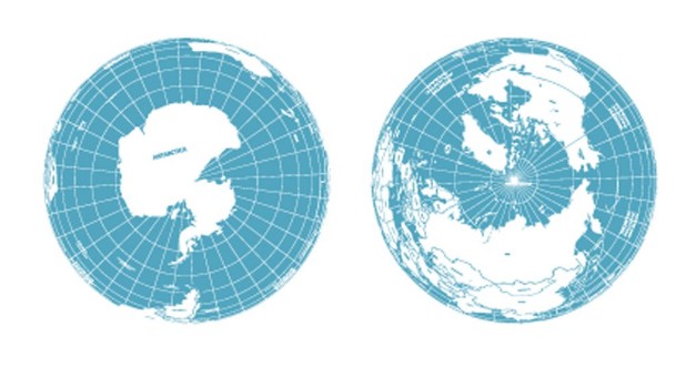 Afbeeldingen van Earth globe arctic and antarctic view