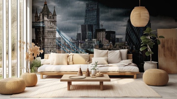 Image de Tower Bridge und City of London bei Regen