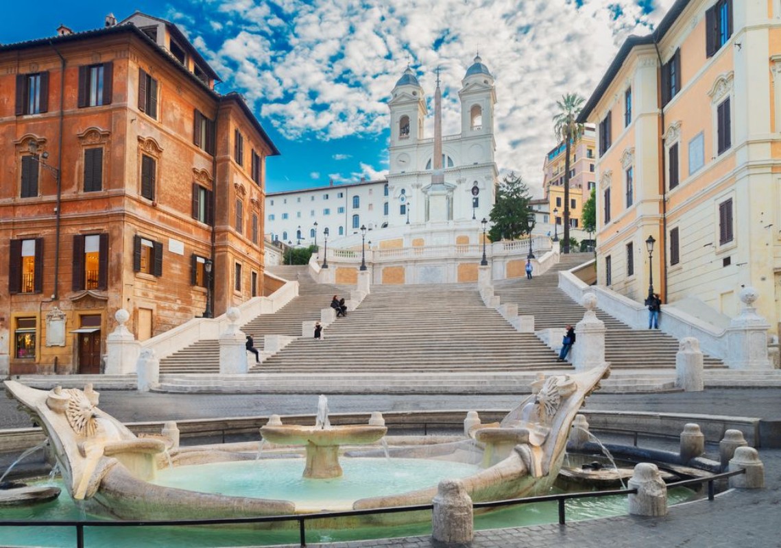 Bild på Famous Spanish Steps with fountain Rome Italy