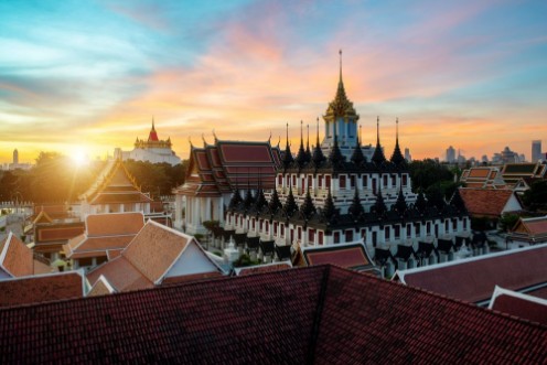 Wat Ratchanatdaram temple and Metal Castle in Bangkok Thailand photowallpaper Scandiwall