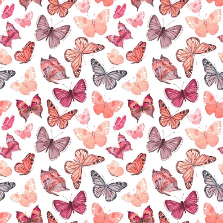 Bild på Retro seamless texture with flying butterflies watercolor paint