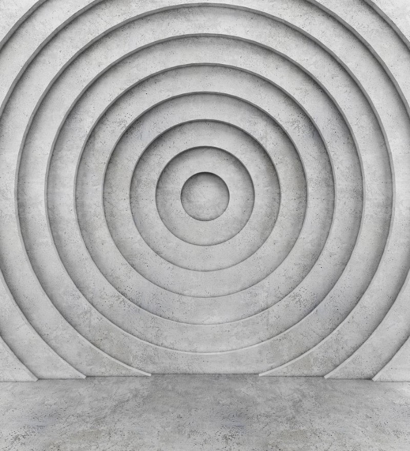 Image de Concentric concrete wall and concrete floor 3D rendering