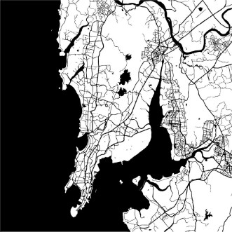 Picture of Mumbai India Monochrome Map Artprint