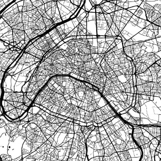 Bild på Paris France Monochrome Map Artprint