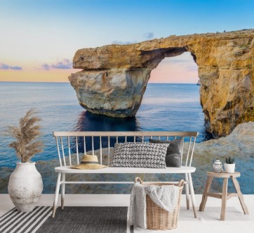 Bild på Beautiful View of Azure Window Gozo Malta using for Nature Horizontal Wallpaper Free Space for Text