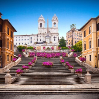 Afbeeldingen van Spanish steps with azaleas at sunrise Rome