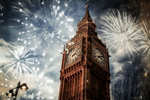 Afbeeldingen van New Year in the city - Big Ben with fireworks