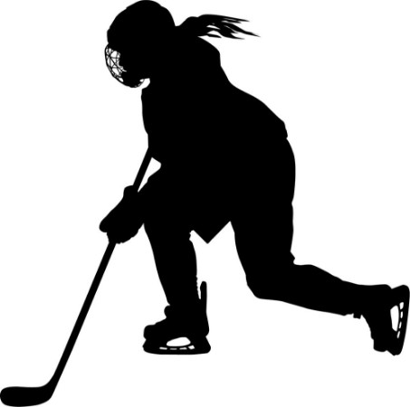 Afbeeldingen van Female hockey player skating with stick