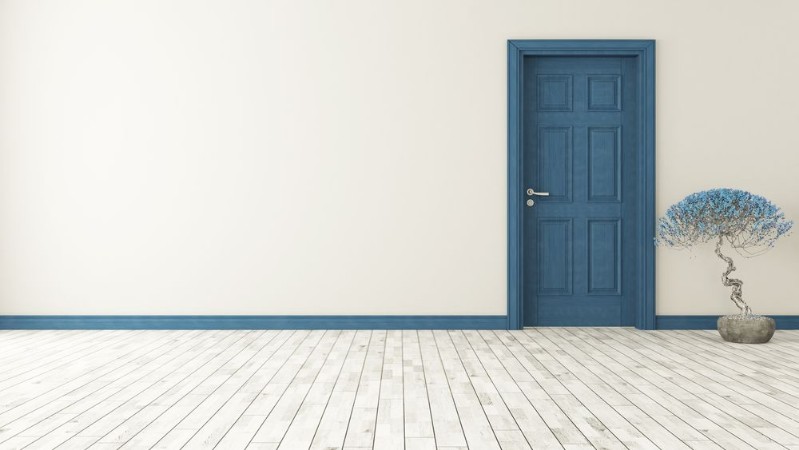 Afbeeldingen van Dark blue door with wall