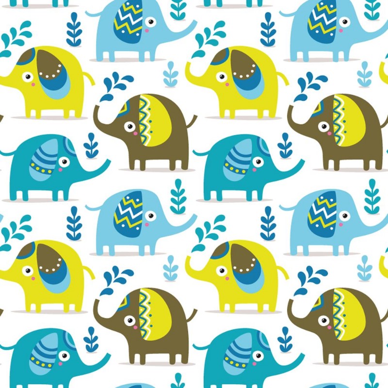 Picture of Seamless pattern with elephants plants jungle