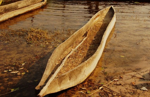 Afbeeldingen van Middle african wood mokoro in the Okavango Delta