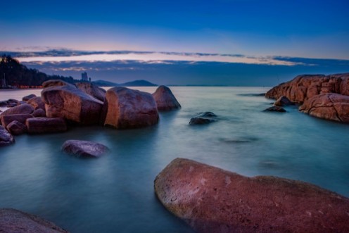 Afbeeldingen van Long exposure photography of sea scape in morning light