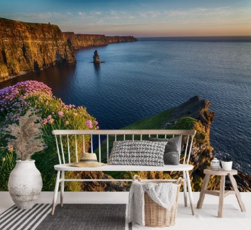 Picture of Ireland countryside tourist attraction in County Clare The Cliffs of Moher and castle Ireland Epic Irish Landscape Seascape along the wild atlantic way Beautiful scenic nature hdr Ireland