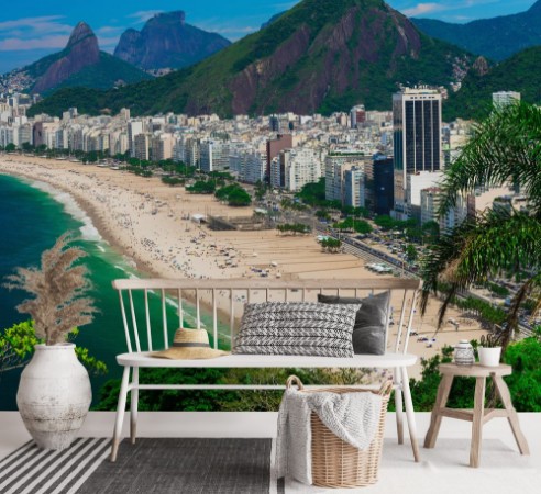 Picture of Copacabana beach in Rio de Janeiro Brazil Copacabana beach is the most famous beach of Rio de Janeiro Brazil