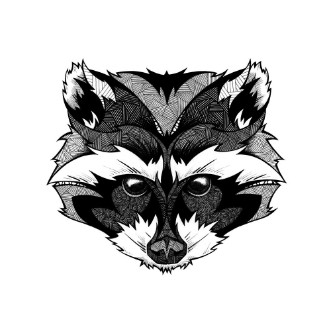 Image de Raccoon head illustration black and white 