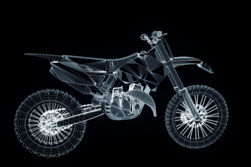 Picture of Motorbike in Hologram Wireframe Style Nice 3D Rendering