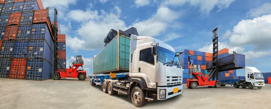 Picture of Truck with Industrial Container Cargo for Logistic Import Export business