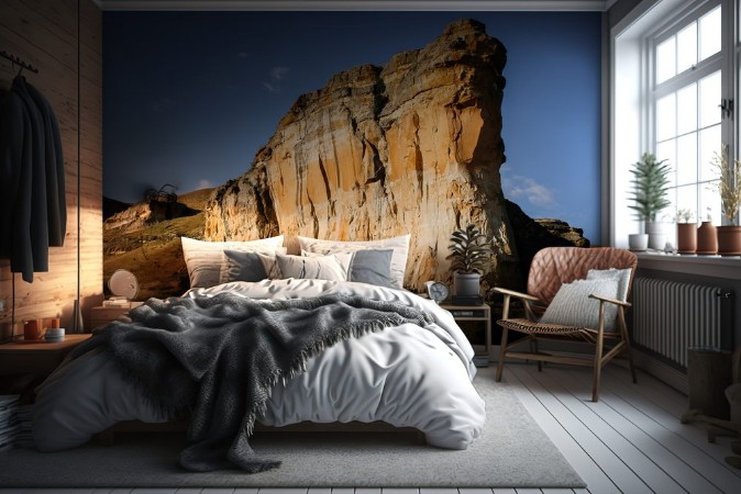 Picture of Brandwag rock scenic cliffs illuminated by warm late afternoon light Golden Gate Highlands National Park South Africa