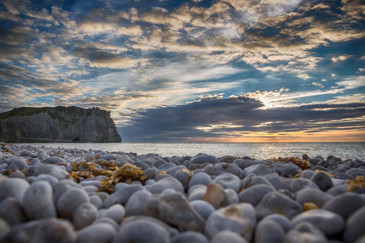 Picture of Sunset on the cliffs of Etretat - Normandy - France
