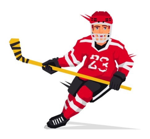 Afbeeldingen van Hockey player with a stick