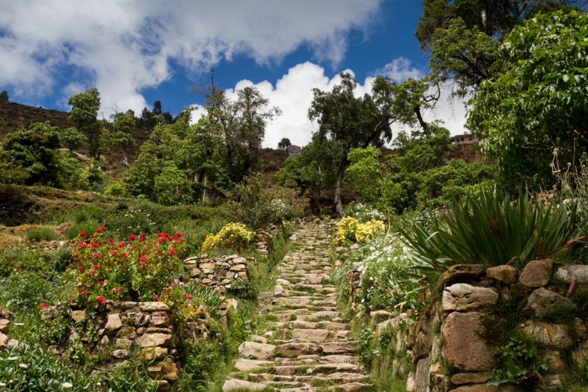 Bild på Inca stairs at Isla del Sol
