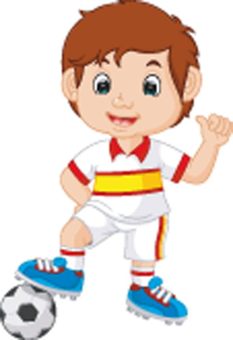 Afbeeldingen van Cartoon child playing football