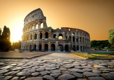 Picture of Colosseum and yellow sky