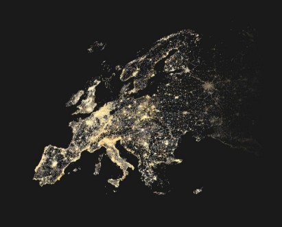 Bild på Illustration of Europe city and communication lights map 