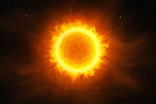 Picture of Sun flaming in the starry night sky