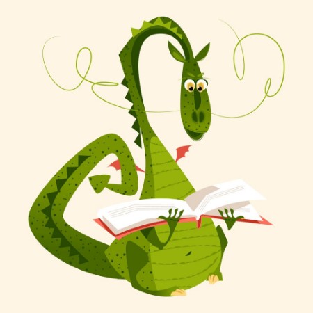 Image de Dragon sitting and reading a book Diada de Sant Jordi the Saint Georges Day Traditional festival in Catalonia Spain 