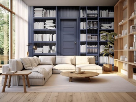 Image de Home library with a ladder black