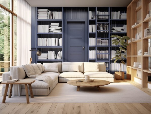 Image de Home library with a ladder black