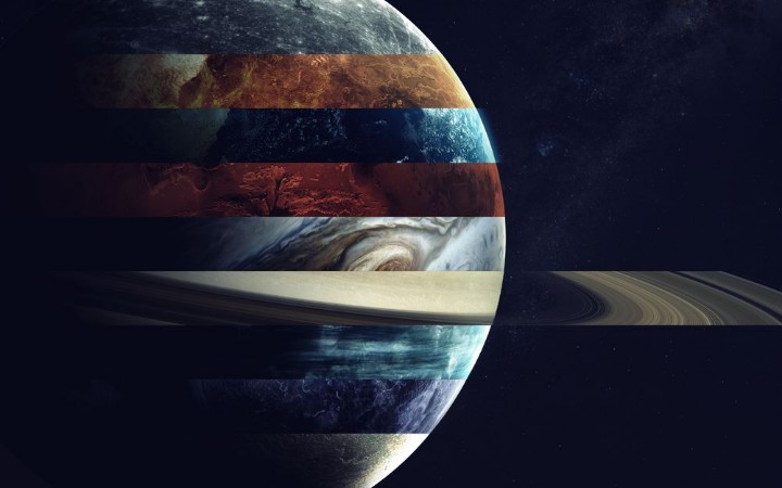 Bild på All solar system planets in one Modern minimalistic art Elements of this image furnished by NASA